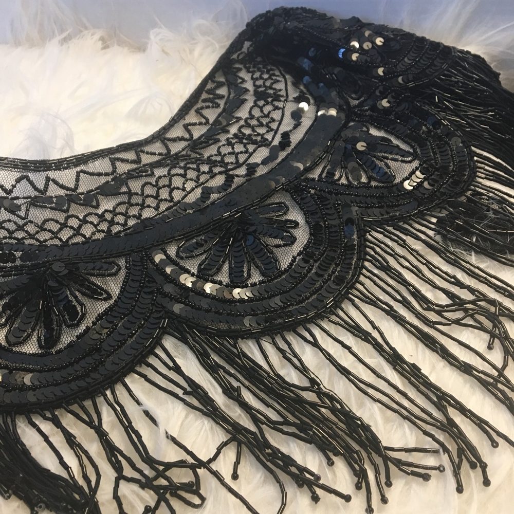 Black Glass Bead Wrap Victorian